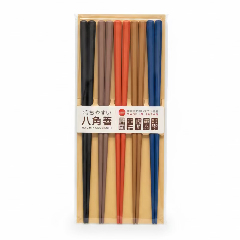 Japanese Octagonal Chopsticks – Bright, 5-Pair Set