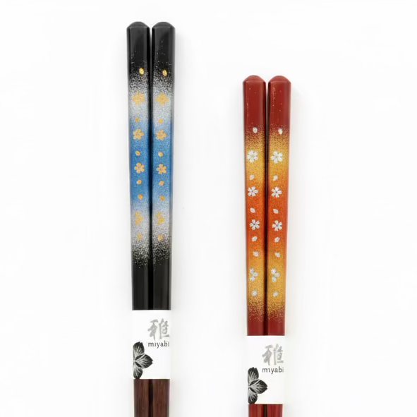Miyabi Floral Chopsticks – Navy / Red
