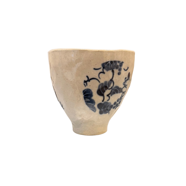 Indigo Leaf Stoneware Cup
