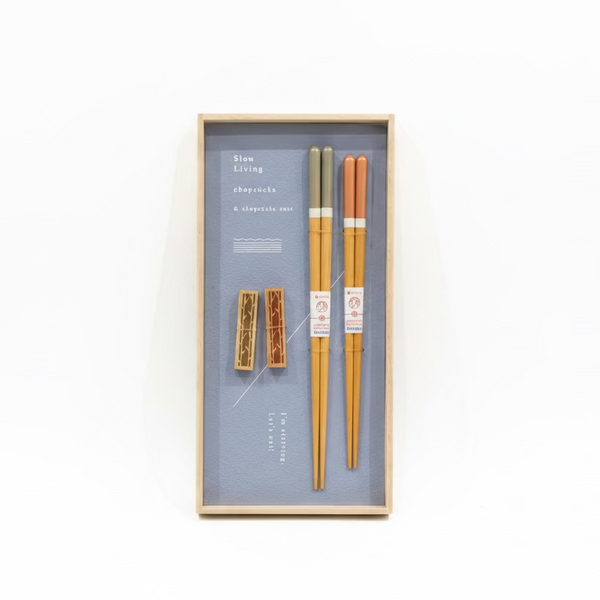 "Slow Living" Japanese Chopsticks & Chopstick Rest Gift Set