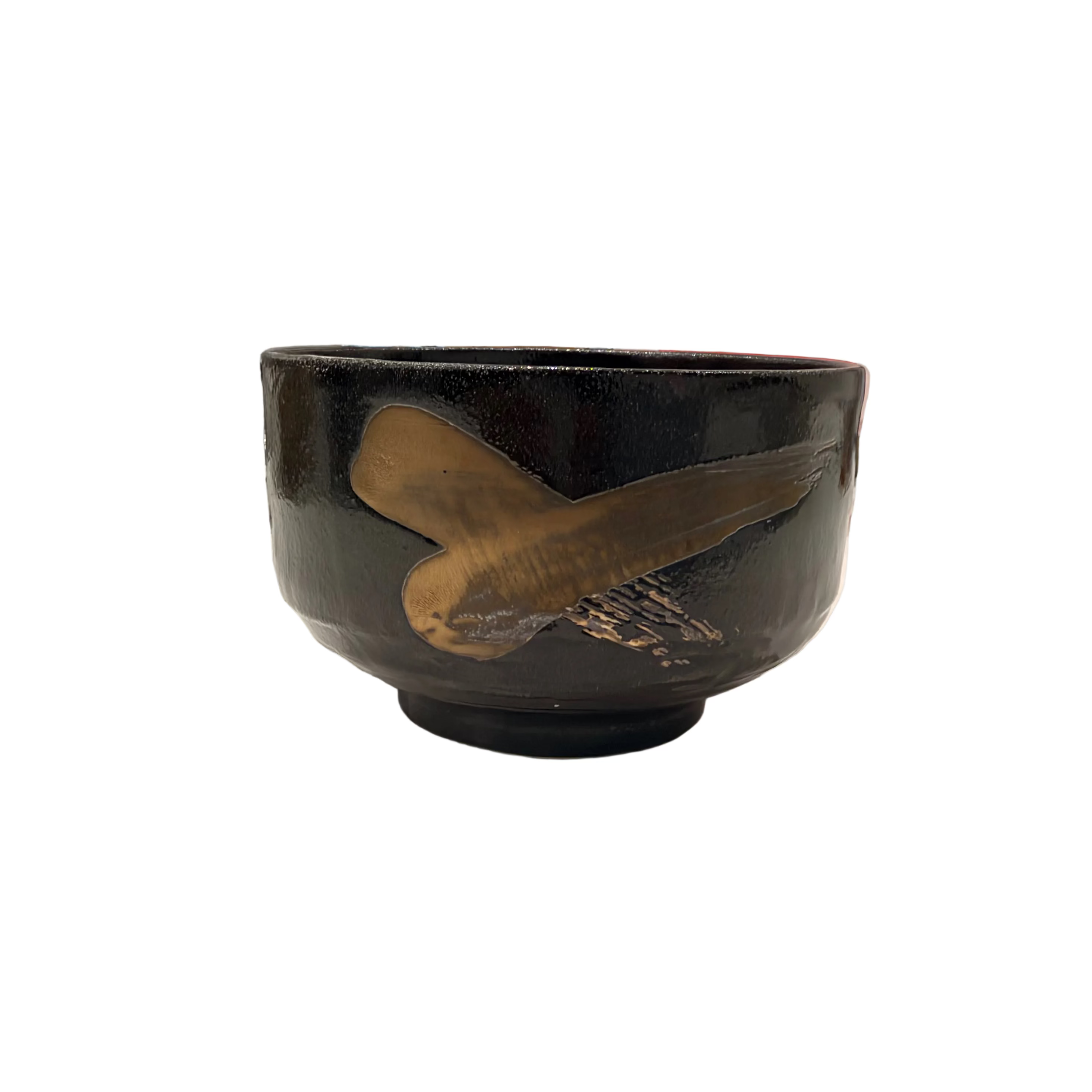 Mino ware Black & Gold Brushstroke Matcha Bowl
