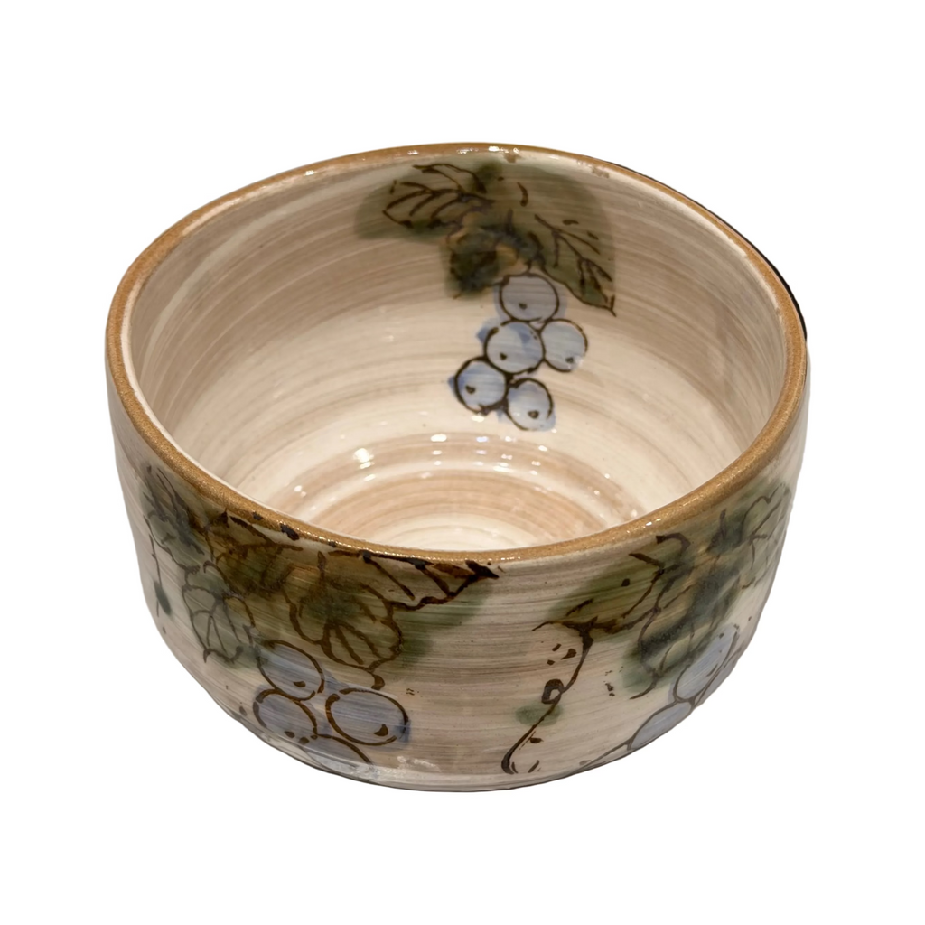 Mino ware matcha bowl with grape design