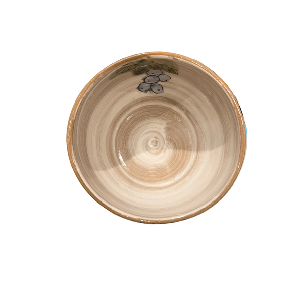 Mino ware matcha bowl with grape design