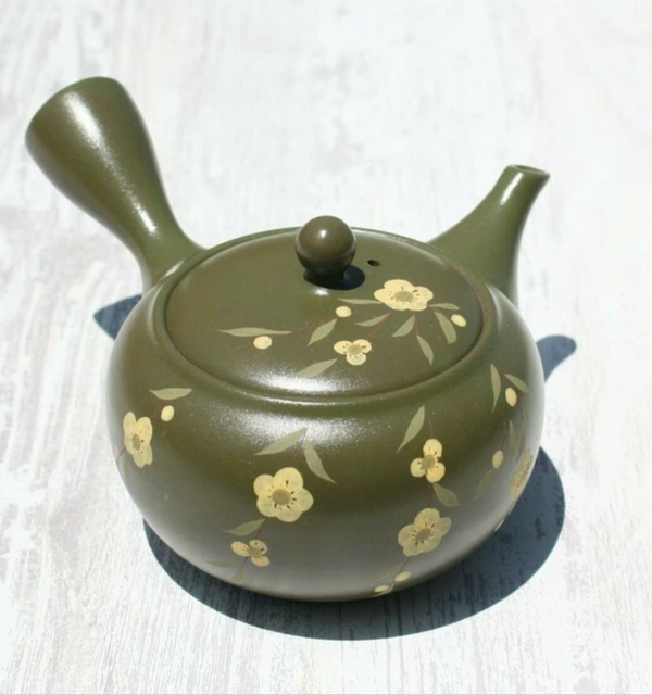 Olive Green Leaf Kyusu Teapot