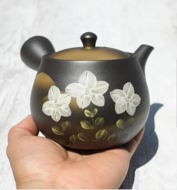 Black Floral Kyusu Teapot