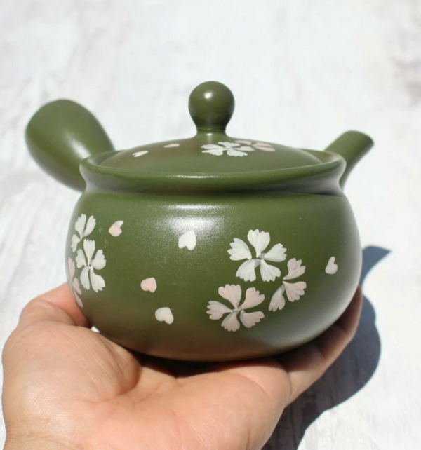 Green Sakura Kyusu Teapot